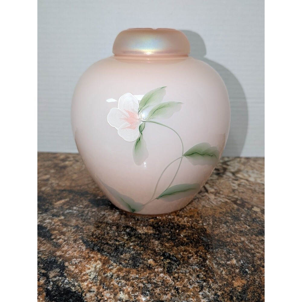 Fenton 2002 Glass Messenger Exclusive Michael Fenton Signature Peach Ginger Jar